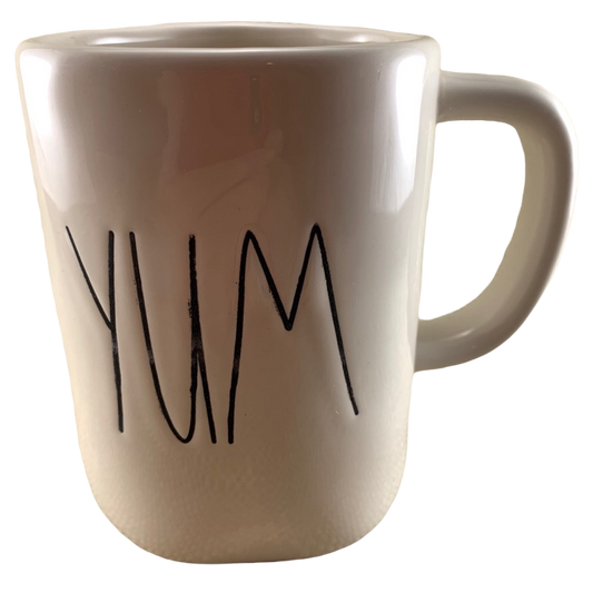 Rae Dunn YUM Mug Cream Inside Magenta