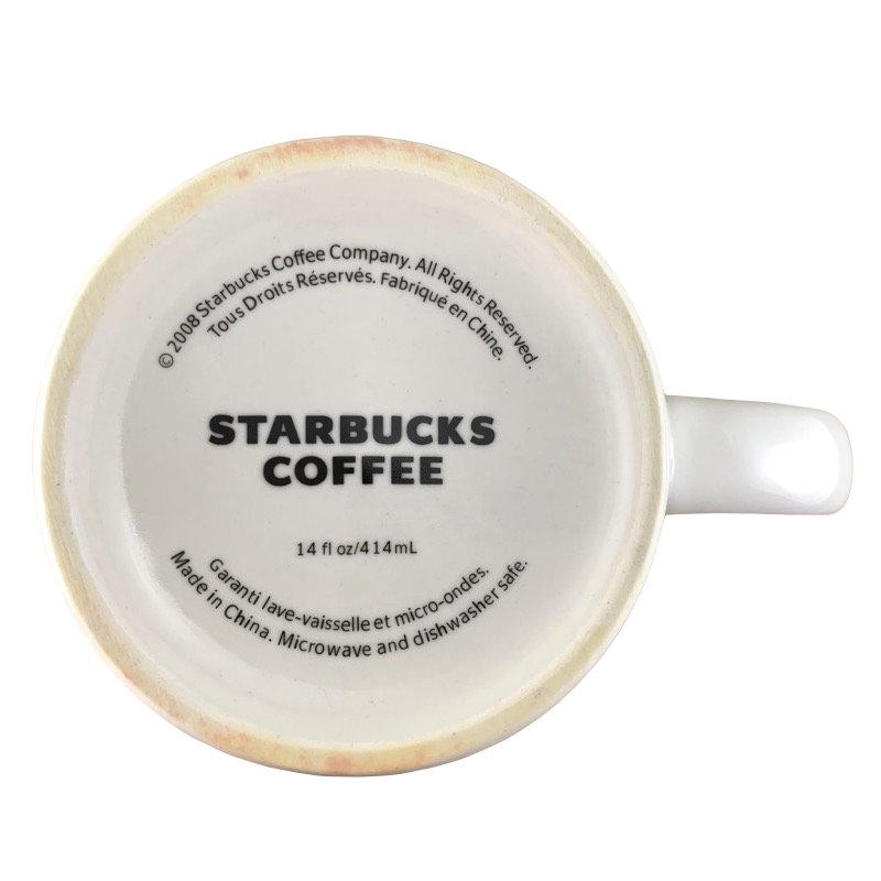 ESTD 1971 Starbucks Coffee White Barrel Mug With Black Lettering 2008 14oz Mug