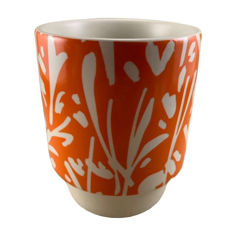 Abstract Floral Pattern Stackable 12oz Orange Mug 2017 Starbucks