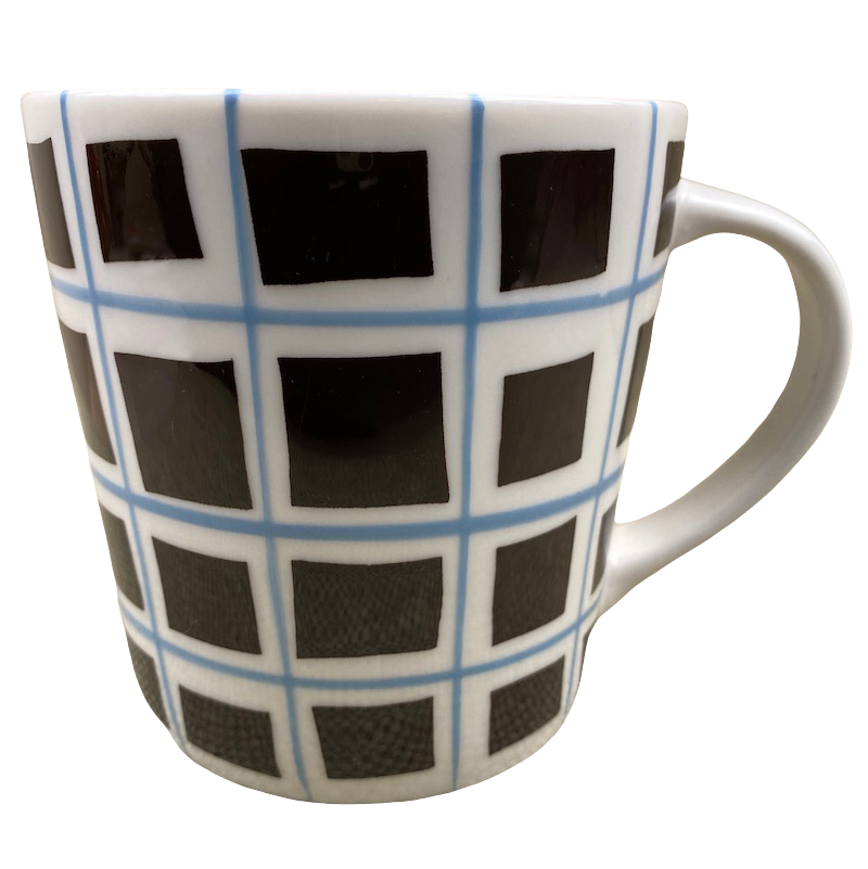 Black Squares In Blue Grid Mug 2004 Starbucks