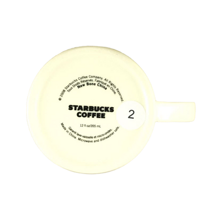 Green & Black Siren Logo White 12oz Mug 2008 Starbucks