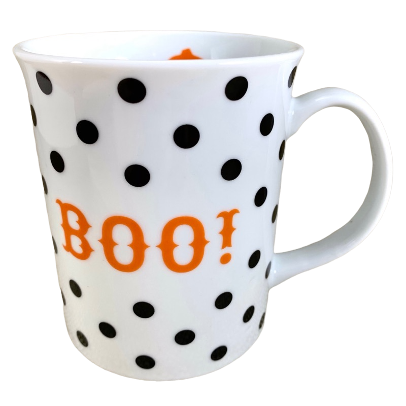 Boo! Polka Dots Pumpkin Mug Fringe