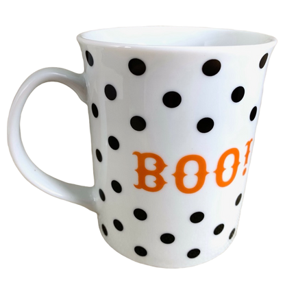 Boo! Polka Dots Pumpkin Mug Fringe