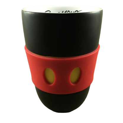 Mickey Mouse Red Silicone Pants With Gold Buttons Black Handleless Mug Disney Parks