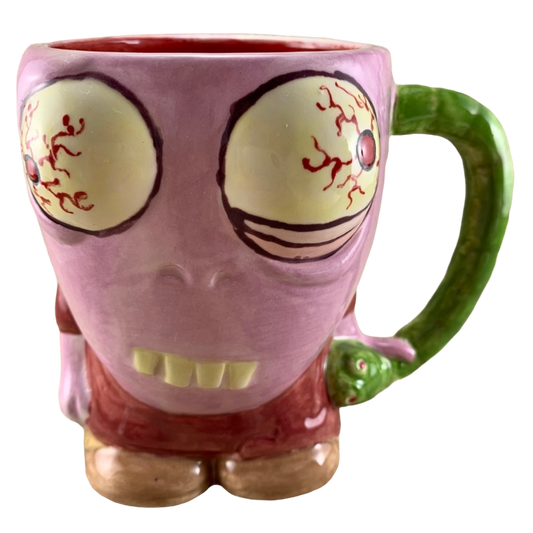 Zany Alien Monster With Bulging Eyes 3D Figural Handmade Mug