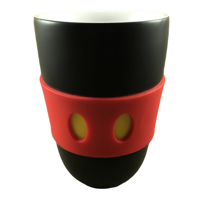 Mickey Mouse Red Silicone Pants With Gold Buttons Black Handleless Mug Disney Parks