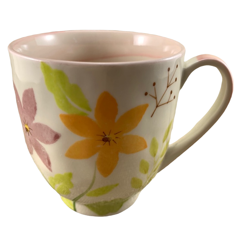 Floral Mug With Pink Swirled Interior Provence