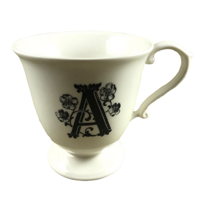 Letter "A" Monogram Initial With Pedestal Base And Fancy Handle Mug Anthropologie