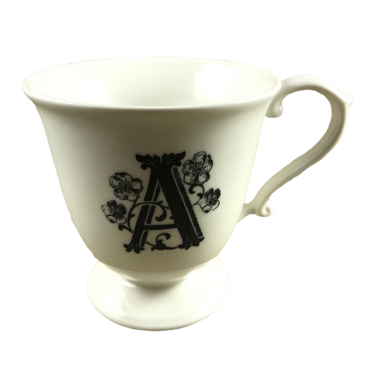 Letter "A" Monogram Initial With Pedestal Base And Fancy Handle Mug Anthropologie