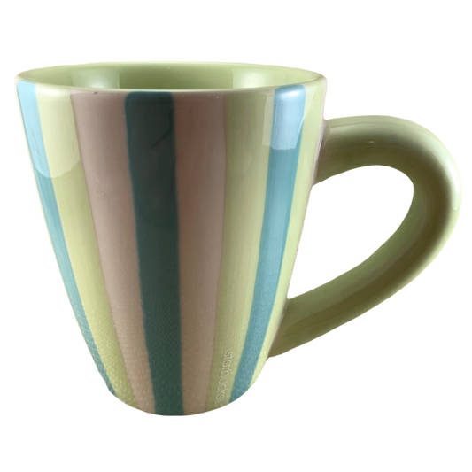 Barista Green Blue And White Striped Thick Handle Mug Starbucks