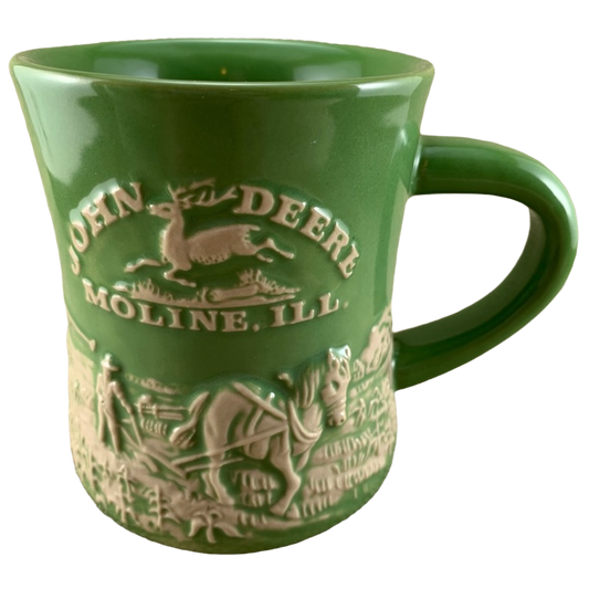 John Deere Collection Raised Relief Man And Horse Farming Diner Mug M Cornell Importers
