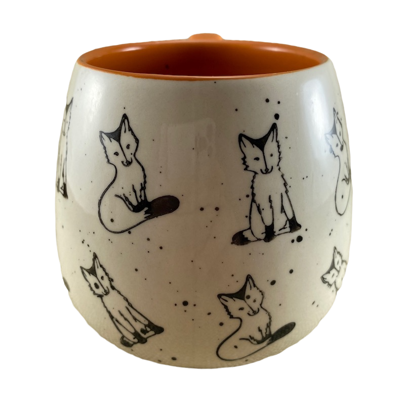 Foxes Sitting Orange Interior & Handle Mug Meritage