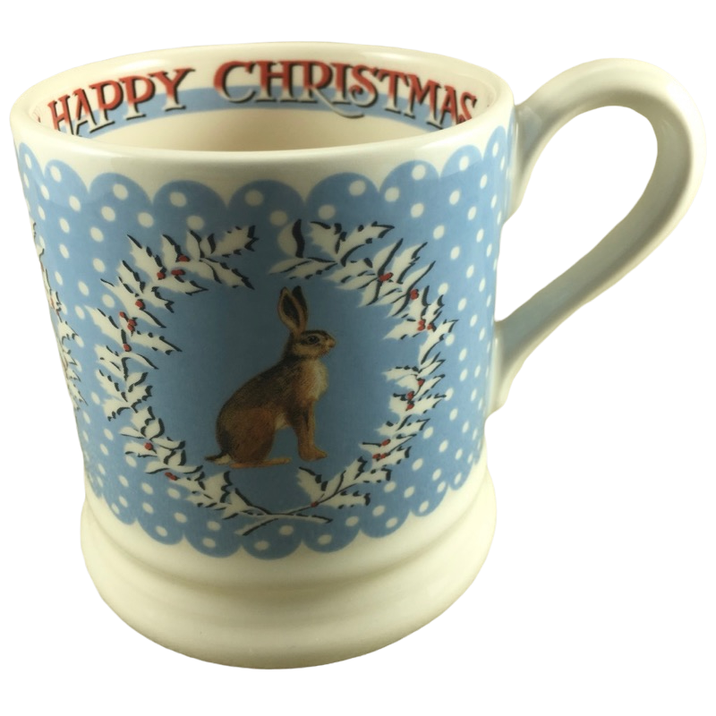Happy Christmas Wreath Hare Mug Emma Bridgewater