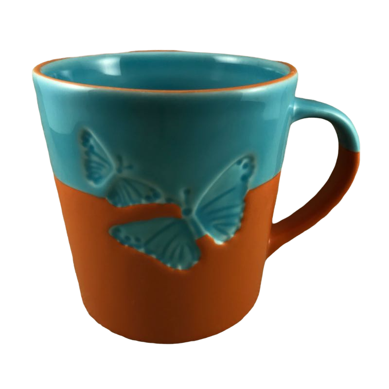 Terra Cotta And Blue Butterflies Mug Starbucks