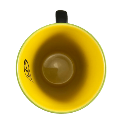 Black Mug With Leaf Pattern and Yellow Interior Mug Starbucks