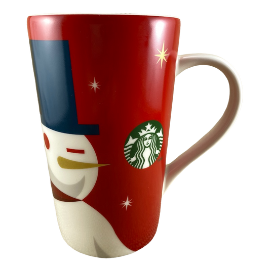 Winking Snowman Wearing A Scarf And Top Hat 16oz Mug Starbucks