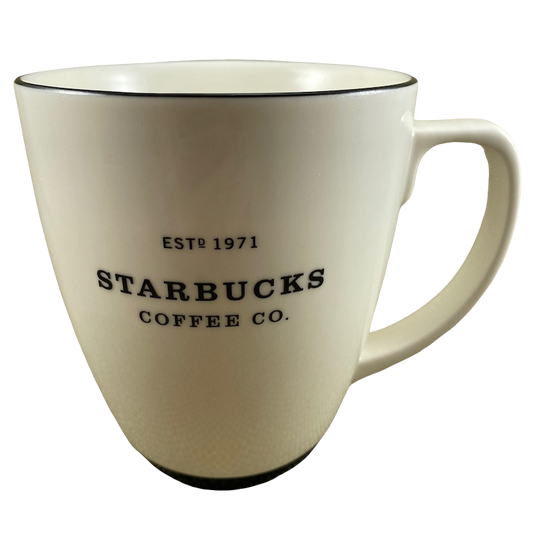 Starbucks Coffee Co. ESTD 1971 With Black Trim Abbey 18oz Mug