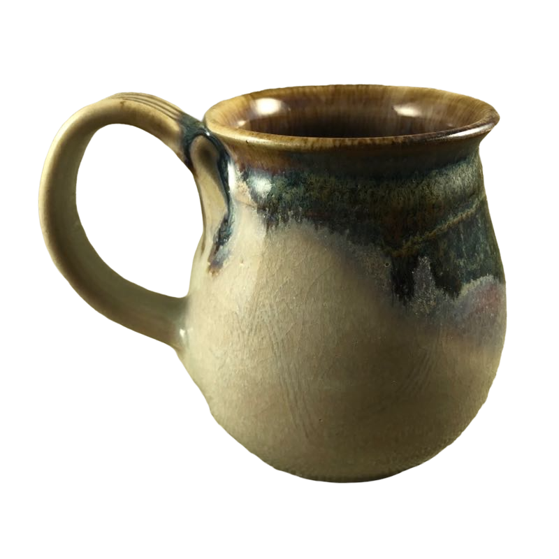 Hand Made Pottery With Ridged Handle Mug