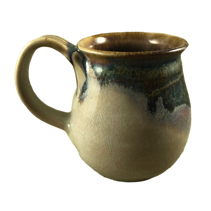 Hand Made Pottery With Ridged Handle Mug