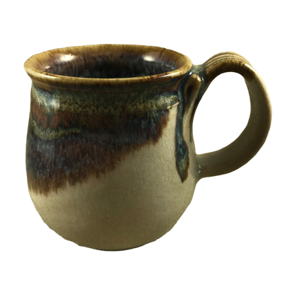 Hand Made Pottery With Ridged Handle Mug