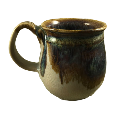 Hand Made Pottery With Ridged Handle Mug