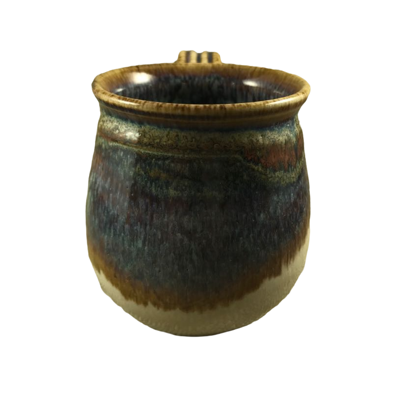 Hand Made Pottery With Ridged Handle Mug