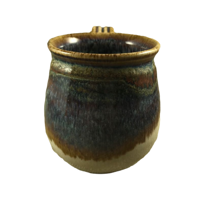 Hand Made Pottery With Ridged Handle Mug