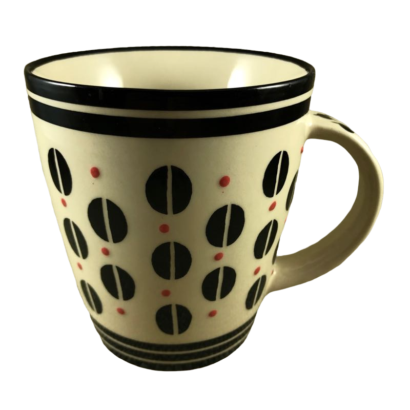 Potters Workshop For West Elm Black And White Beans And Red Dots Mug West Elm