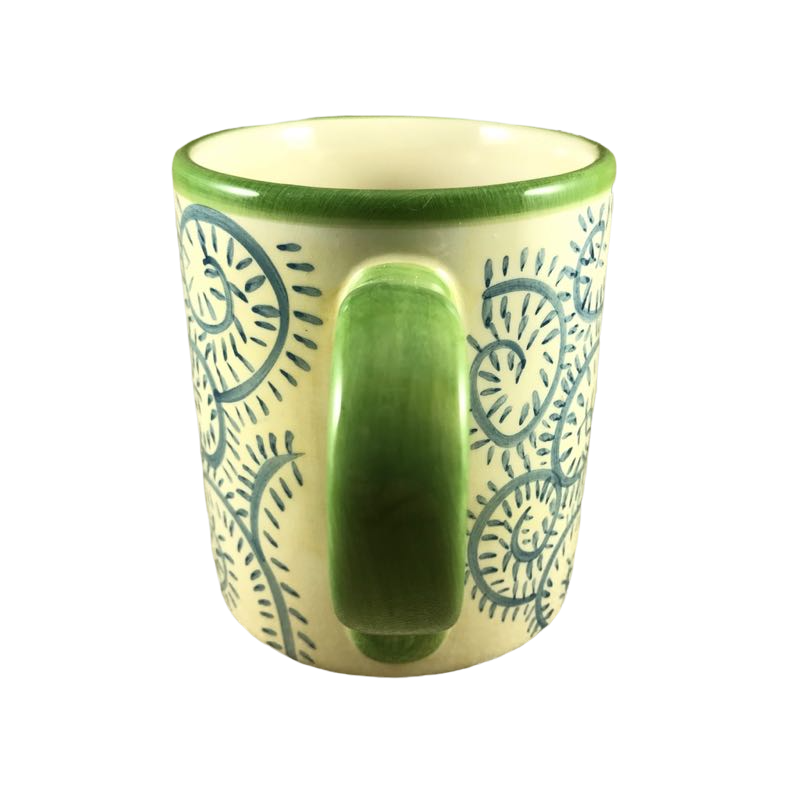Allegra Swirls Pattern Green Handle And Green Trim Mug Pottery Barn