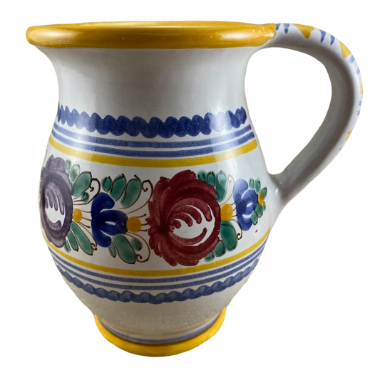 Floral Pottery Hand Made In Czechoslovakia Pedestal Mug