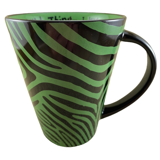 Wild Thing I love You Green & Black Striped Mug Stir