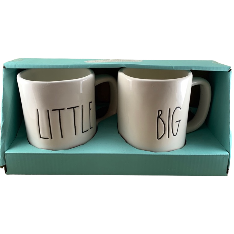 Rae Dunn Artisan Collection Big & Little Mug Set Cream Inside Magenta NEW IN BOX
