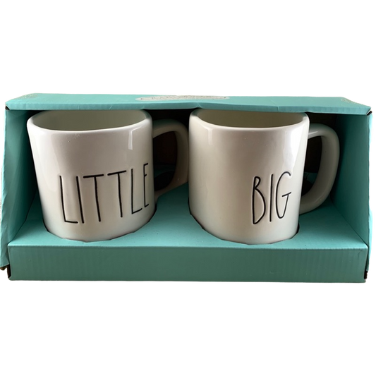 Rae Dunn Artisan Collection Big & Little Mug Set Cream Inside Magenta NEW IN BOX