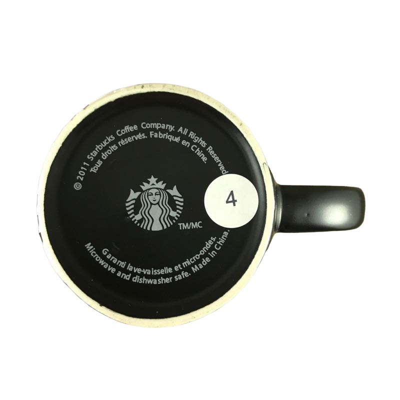 Etched Siren Logo Black Barrel Mug 2011 Starbucks