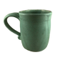 Fancy Handle Signed Pottery Green Mug