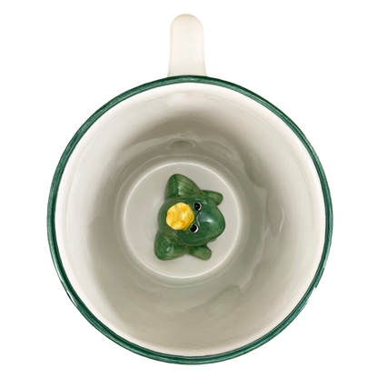 Surprise Frog Polka Dots & Embossed Leaves Mug Lotus