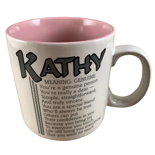 KATHY Poetry Name Gray Font Pink Interior Mug Papel