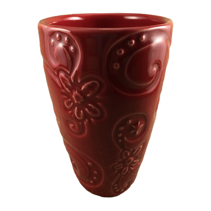 Red Oval Etched Floral Mug Starbucks