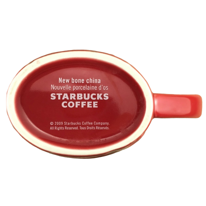 Red Oval Etched Floral Mug Starbucks