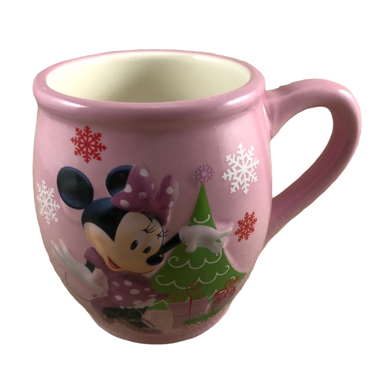 Minnie Mouse Christmas Tree Gifts Snowflakes Embossed Mug Disney