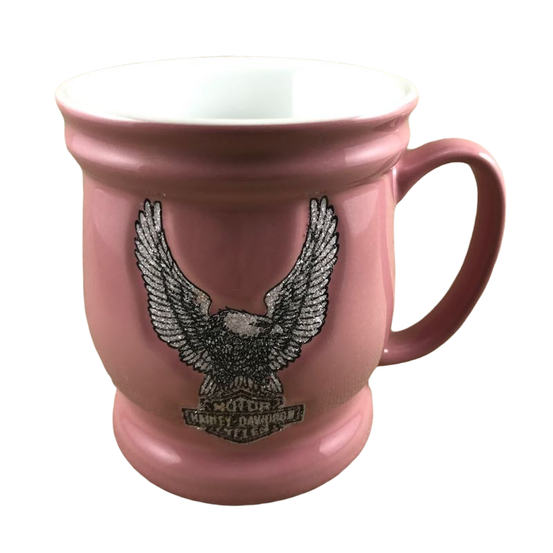 Harley Davidson Motor Cycles Pink With Glitter Textured Eagle Mug The Encore Group