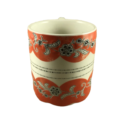 Floral With Scalloped Lower Edge, Fancy Handle, And Ink Splotches Inside Mug Anthropologie