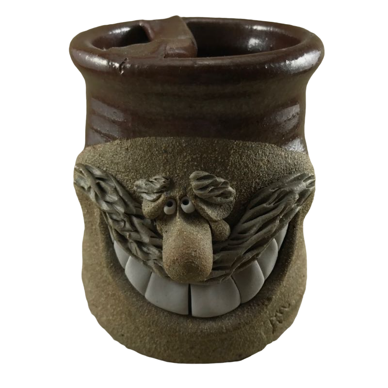Ugly Smiling Face Pottery Vintage Shaving Mug