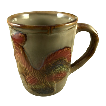 Embossed Colorful Rooster Mug