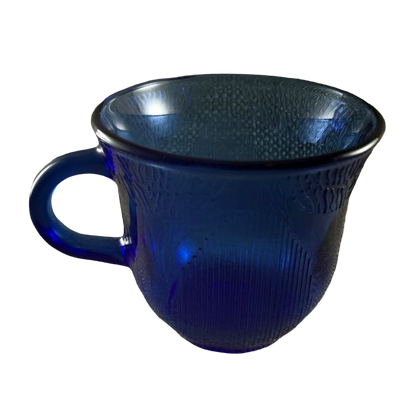 Cobalt Blue Glass Leaves Sunflower On Bottom Mug Fortecrisa