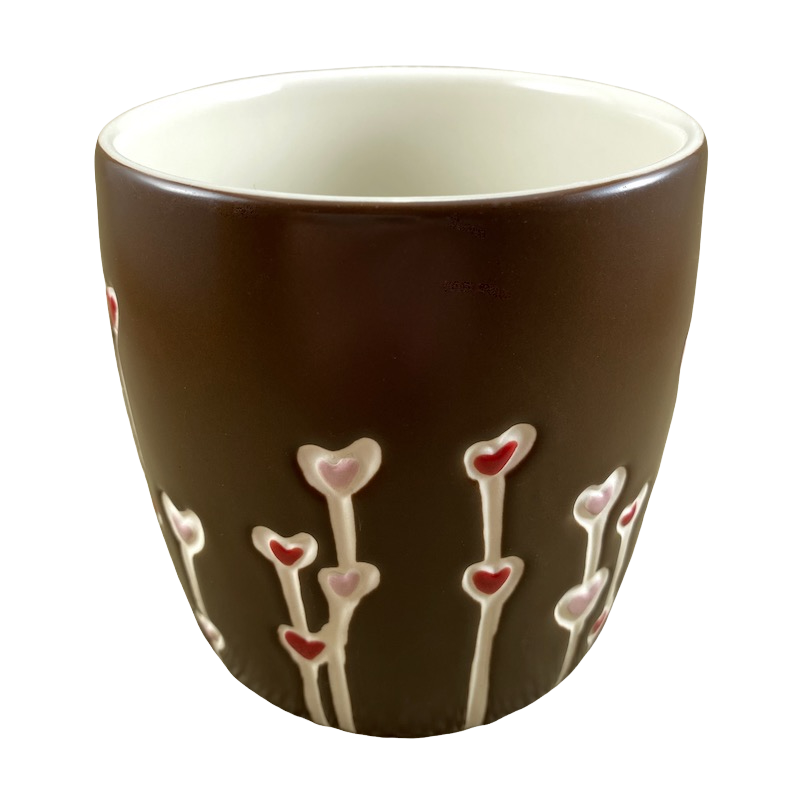 Embossed Hearts And Etched Flowers Hand Painted Mug Starbucks