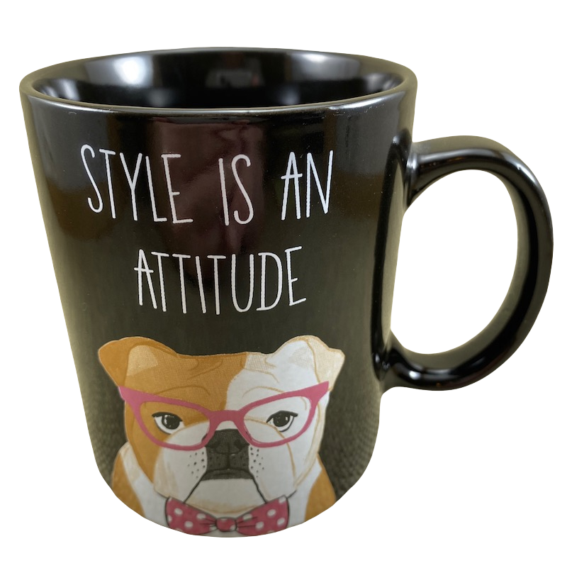 Chasing Baxter Style Is An Attitude Bulldog Wearing Pink Sunglasses & Bow Tie Mug Tri-Coastal Design