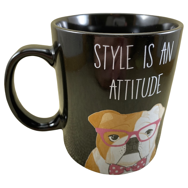 Chasing Baxter Style Is An Attitude Bulldog Wearing Pink Sunglasses & Bow Tie Mug Tri-Coastal Design