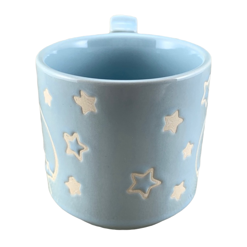 Sanrio Little Twin Stars collectible mug in light blue with embossed star designs