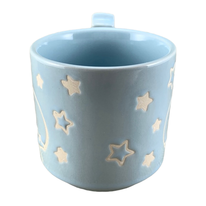 Sanrio Little Twin Stars collectible mug in light blue with embossed star designs